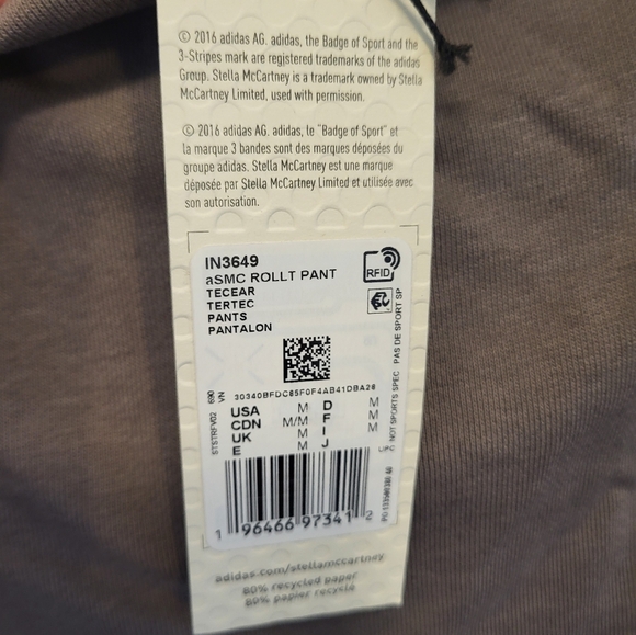 Stella McCartney (Adidas) Roll Top Pants Size Medium Dark Mushroom Taupe - Picture 11 of 14